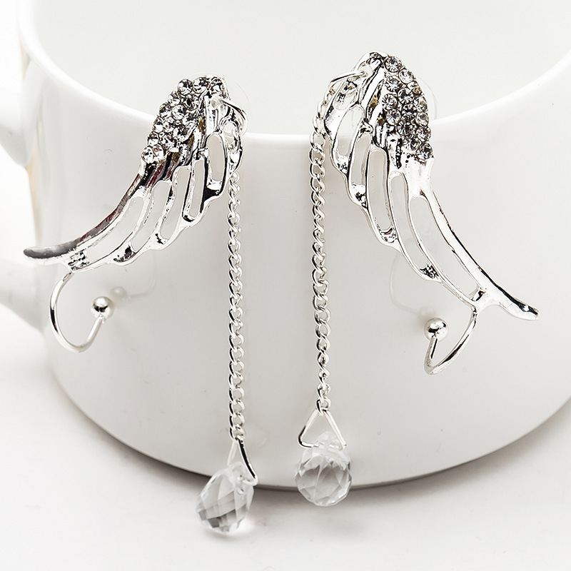 Ins Style Angel Wings No Piercing Personality Temperament Long Water Drop Bone Clip Ear Jewelry
