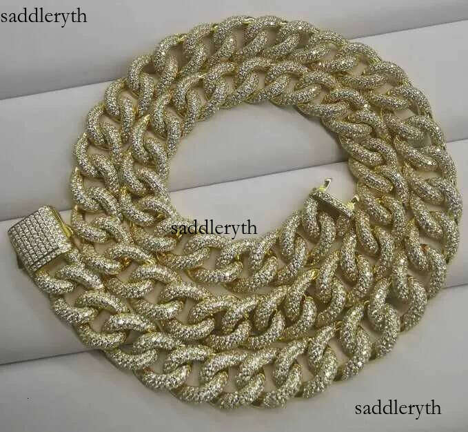 Selling Pass Tester Sier 6mm-14mm Two Rows Iced Out Hip Hop Vvs Moissanite Dia Cuban Link Chain b0 ac