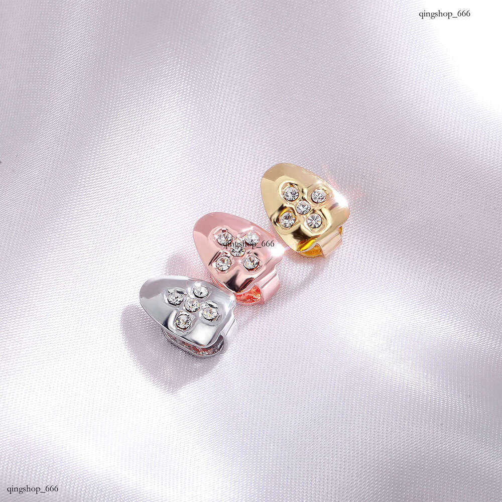 Halloween Personalized Accessories Double Hollow Dia-Studded Gold Glossy for Men TEMU Hot-Selling Hip-Hop Teeth Set