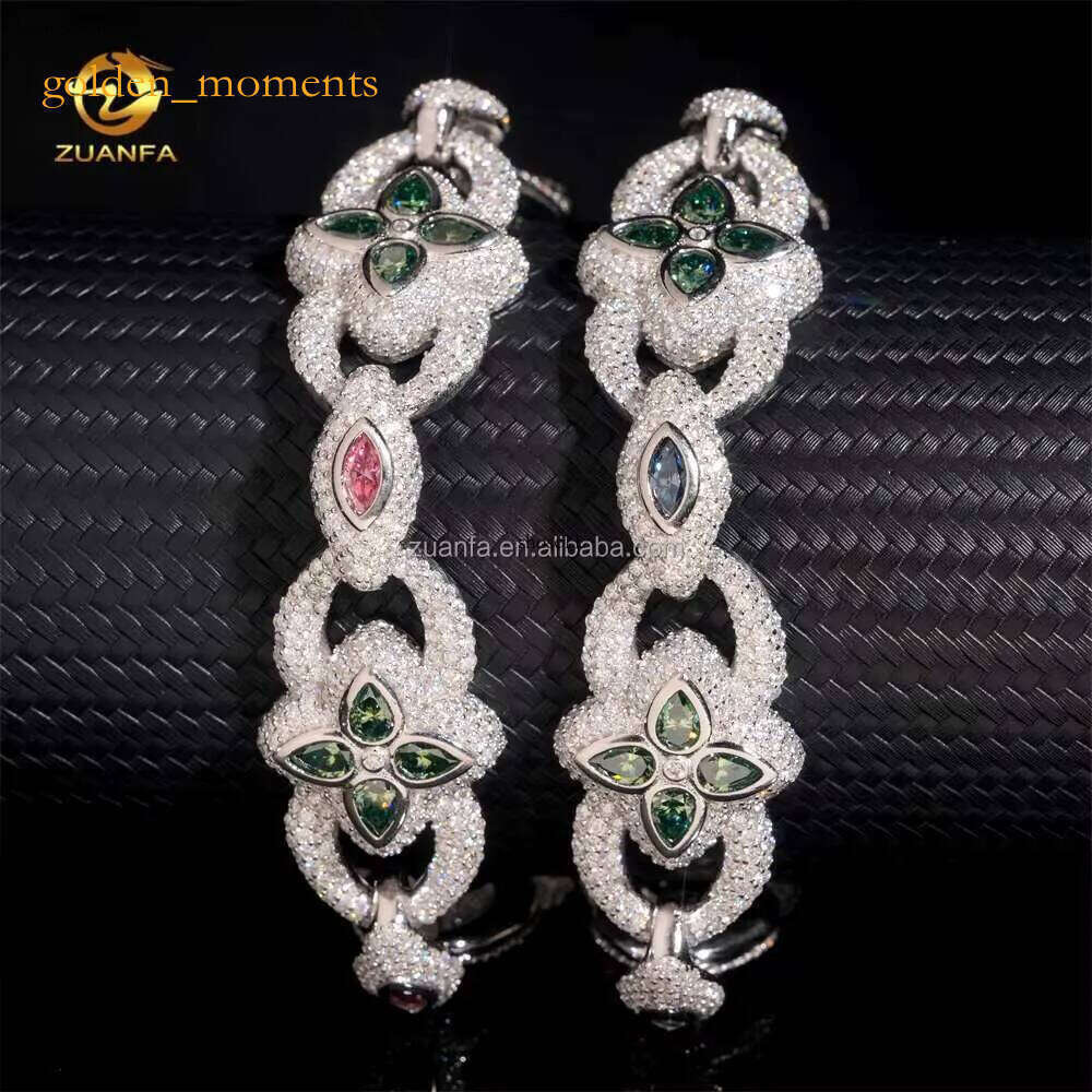 Unique Design Wer Shape S Solid Jewelry Chilled Pear+Marquis Moissanite Miami Unlimited Cuban Men's Bracelet