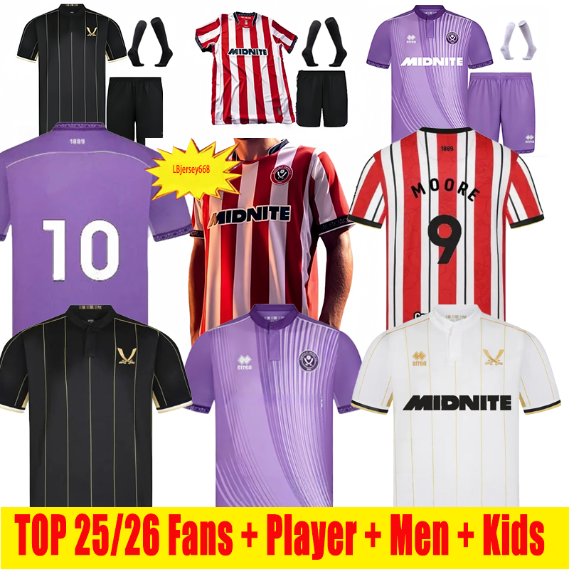Size S-4XL Sheffields 25 26 Soccer Jerseys Third home away 2025 BREWSTER MOORE Uniteds Football Shirt Uniforms Men Kids Kits CAMPBELL MOORE HAMER BURR