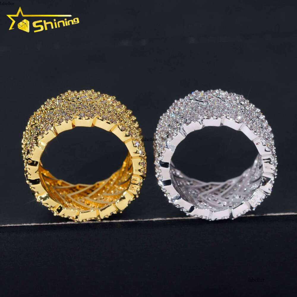 Wholesale Price Fashion Jewelry Iced Out Brass CZ Dia Ring Gold Plated Men Women Hip Hop Finger Rings