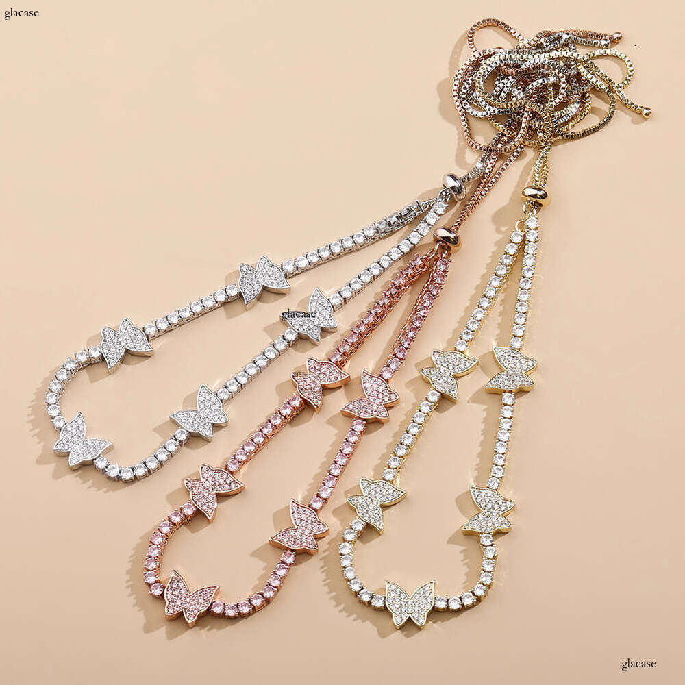 Butterfly Colorful Cuban Chain Full Moissanite chain Hip Hop Trendy Unisex Necklace