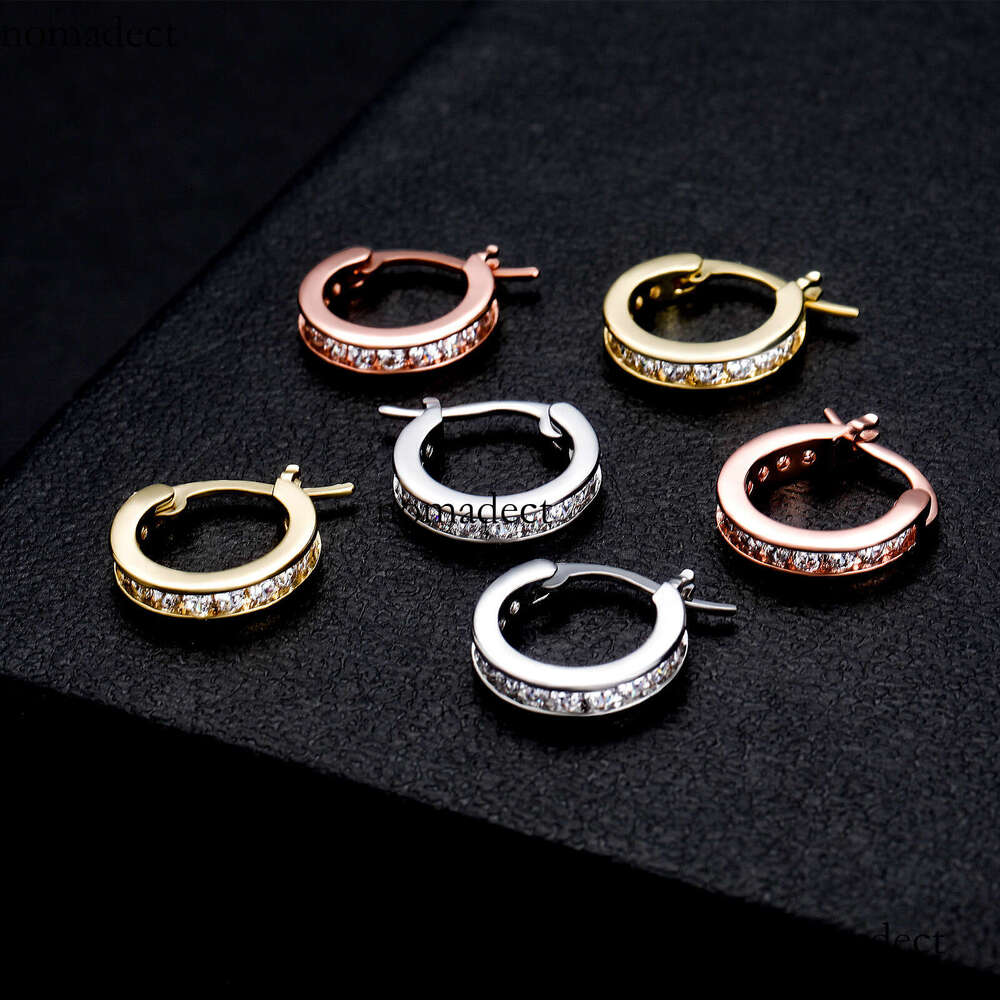 INS Trendy Hoop Unisex Hip-Hop Studs Personality Simple Dia-Studded Earrings