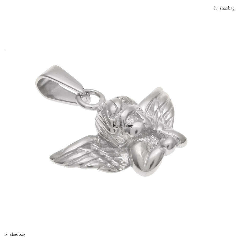 Hip Hop Gold Little Angel Sterling Silver Pendant Men's Trendy Fashion Necklace Jewelry