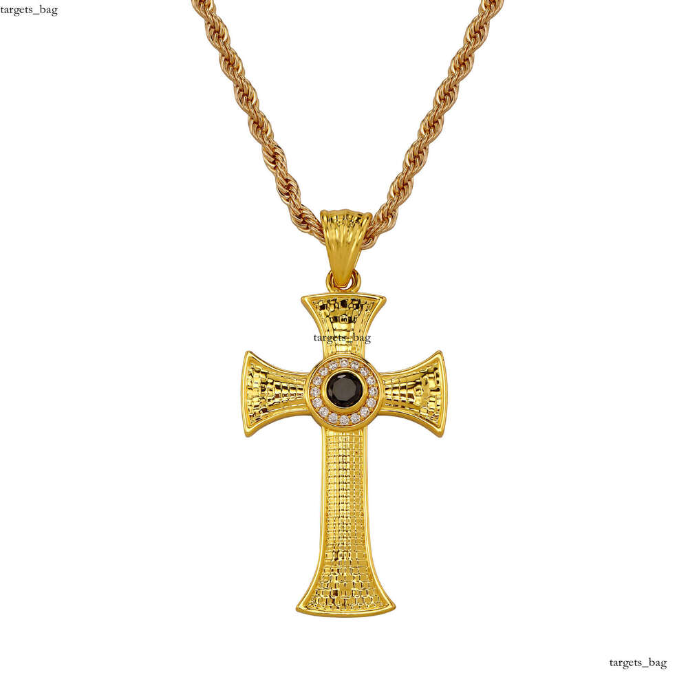 Light Cross Necklace Micro Paved Purple Moissanite chain Sterling Silver Gold-Plated Fashionable Temperament Titanium Steel Twist Chain