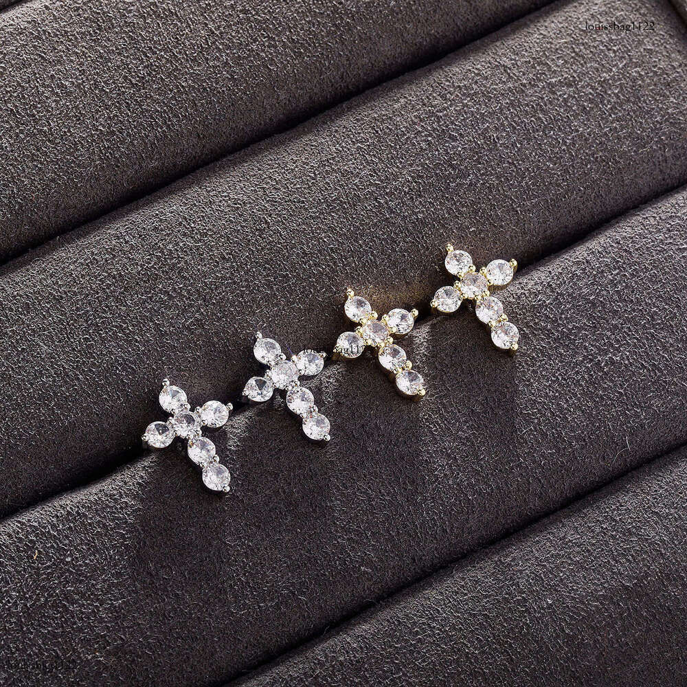 New Simple Cross Hip-Hop Zircon Earrings Jewelry Unisex