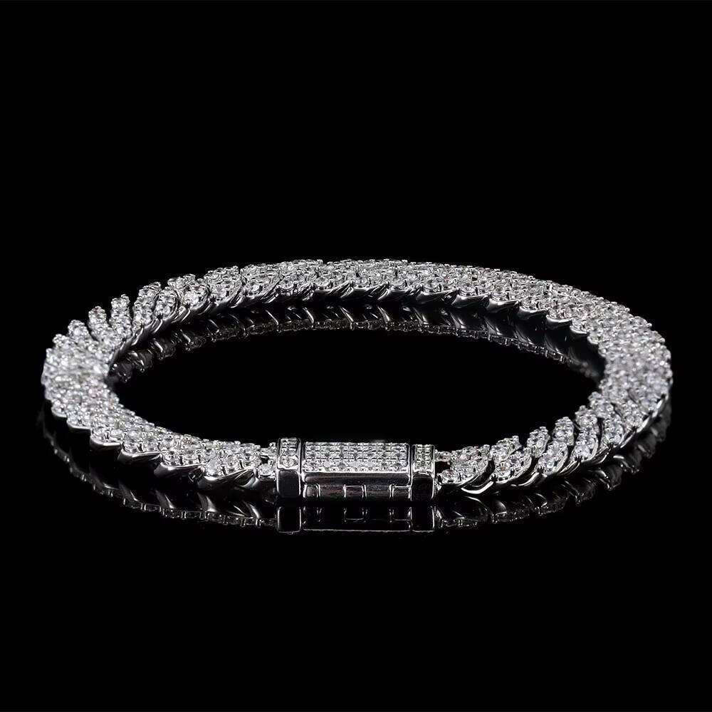 8mm Cuban Ice Out Hip Pulsera De Cadena Mujer Curb Hop Hand Chain Bracelet