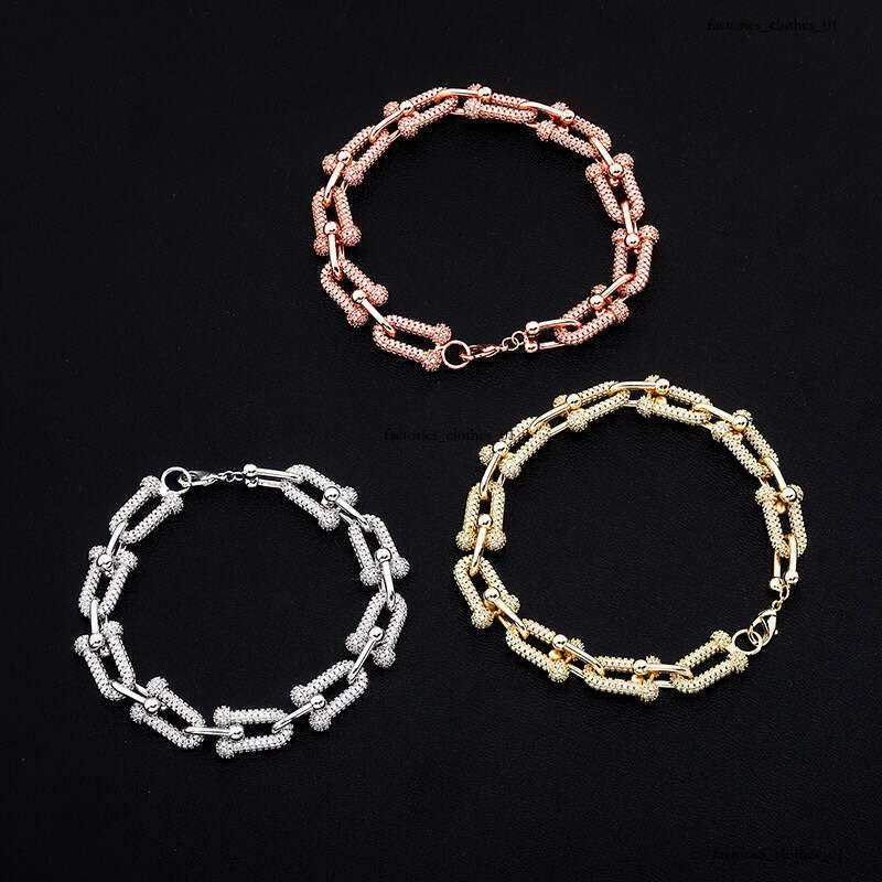 INS U-Shaped Chain Full Zircon Hip-Hop Trendy Personality Jewelry Bracelet Bling