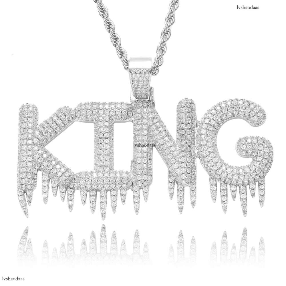 Solid Water Drop DIY Splicing Letter Pendant Hip Hop Sterling Silver Inlaid Moissanite chain English Private