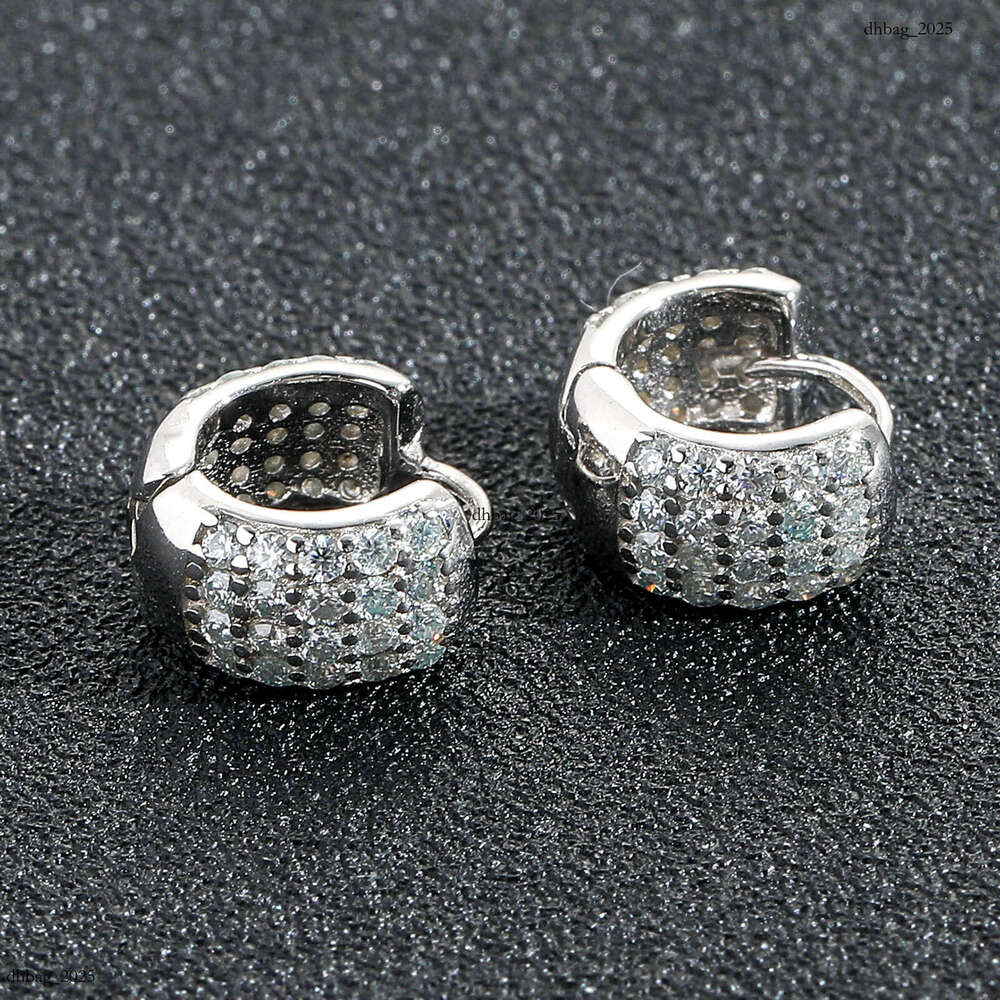 Moissanite Full Dia Personality Men's Trendy Hip Hop Sier Jewelry Earrings