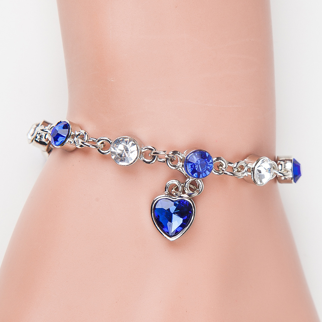 Korean Fashion New Jewelry Ocean Heart Heart-Shaped -Studded Crystal Women's Accessories Bracelet