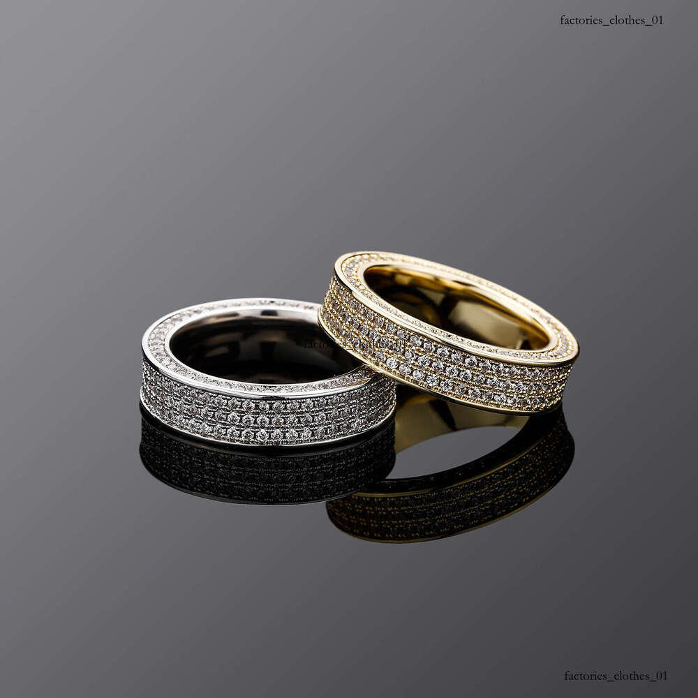 Polished Line Segmentation Full Zircon Hip-Hop Ring Men's Personality Simple Trendy Jewelry Accessories