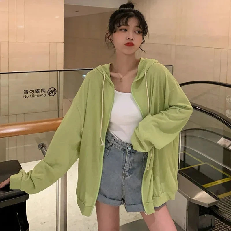 Summer Hooded Sun Protection Clothing Womens Casual Zipper Ultrathin Lightweight Jacket Loose Top Female 250809