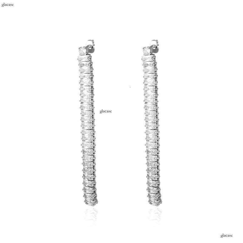 INS New Square Zircon Simple Niche Design High-end Sense Elegant Tassel Women's Earrings