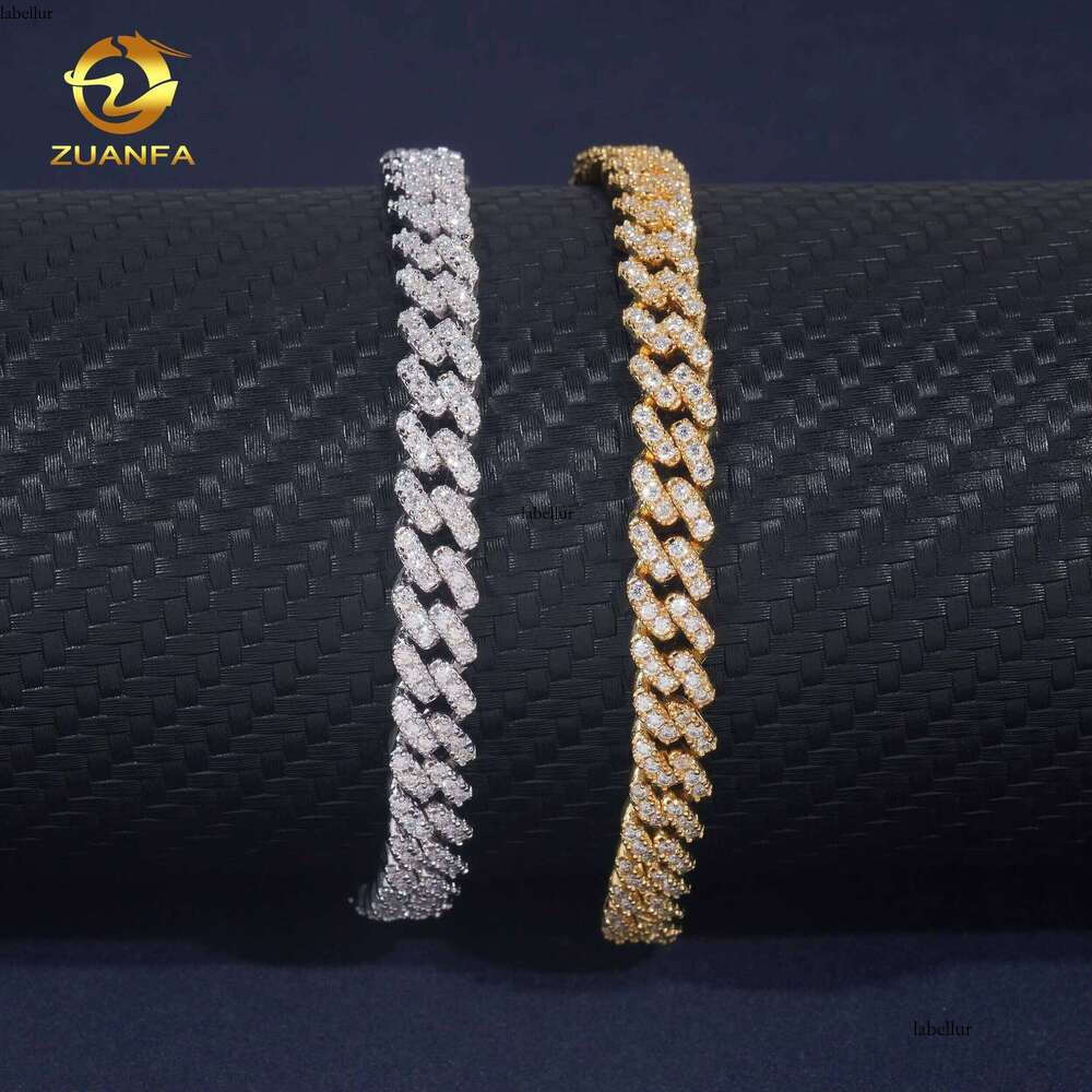 6Mm Hip Hop Jewelry Necklace Iced Out Sterling Sier VVS Moissanite Cuban Link Bracelet