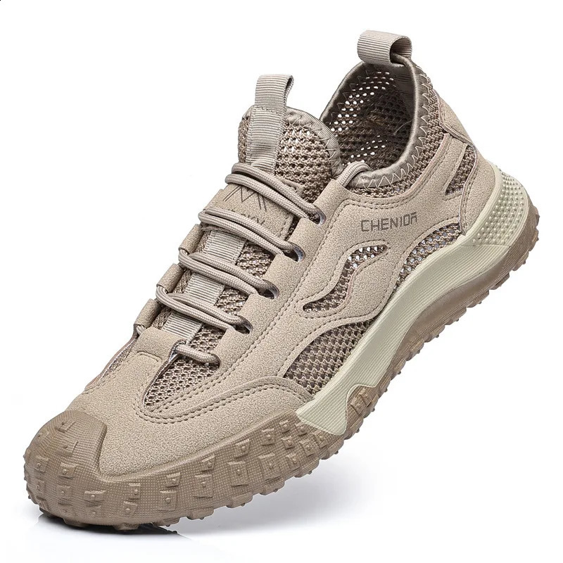 Summer Breathable Hollow Out Mesh Breathable Men Hiking Shoes Outdoor Men Sneakers Climbing Shoes Men Sport Non-Slip Shoes 250805