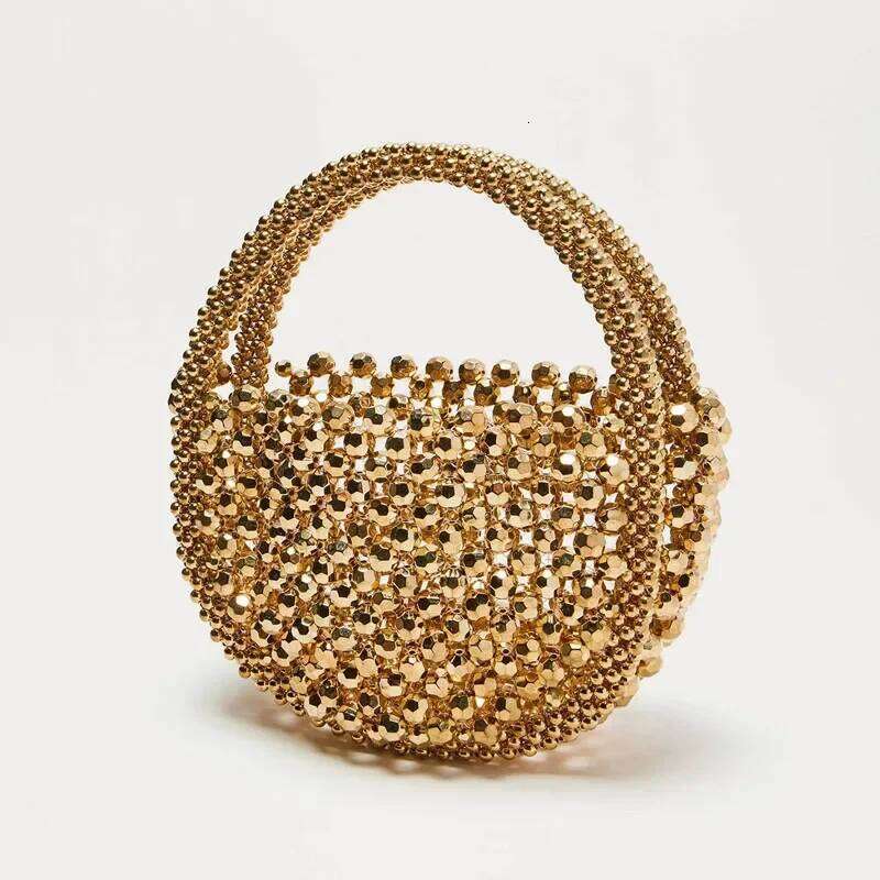 Women Handmade Woven Hand Exquisite Hollow-out Beaded Bag Female Party Small Handbag
