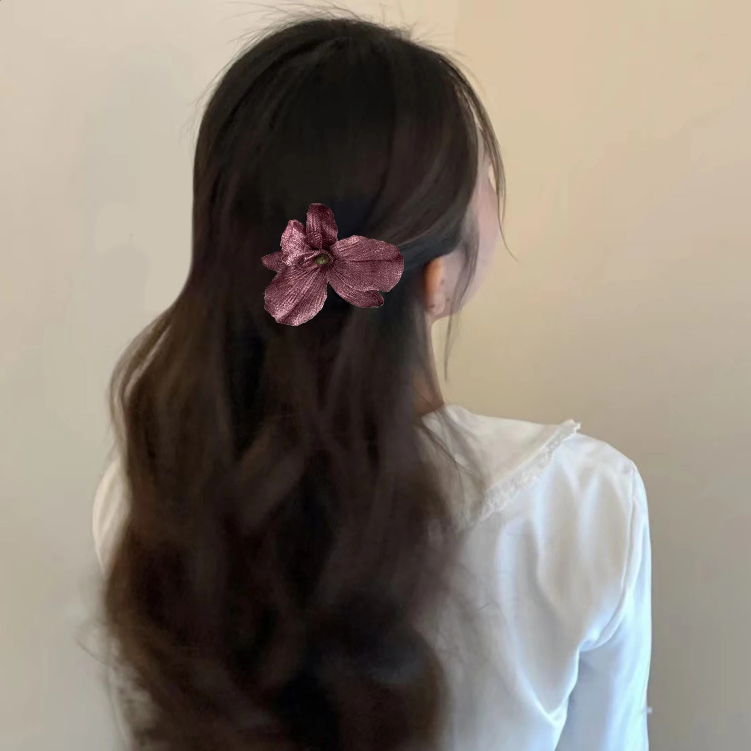 Simulated Flower Magnolia Hair Clip for Women Spring Summer Trendy Korean Sweet Floral Hairpin Headdress Wholesale 250807