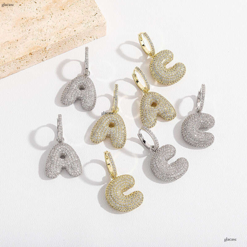 Street Style Zircon 26 English Letters Couple Hip-Hop Accessories Gold Australian Earrings