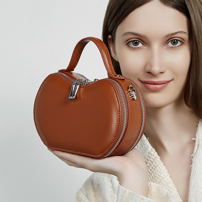 Genuine Leather Niche Design Red Apple For Women Summer New Handbag Commuter Underarm Shoulder Bag Trendy