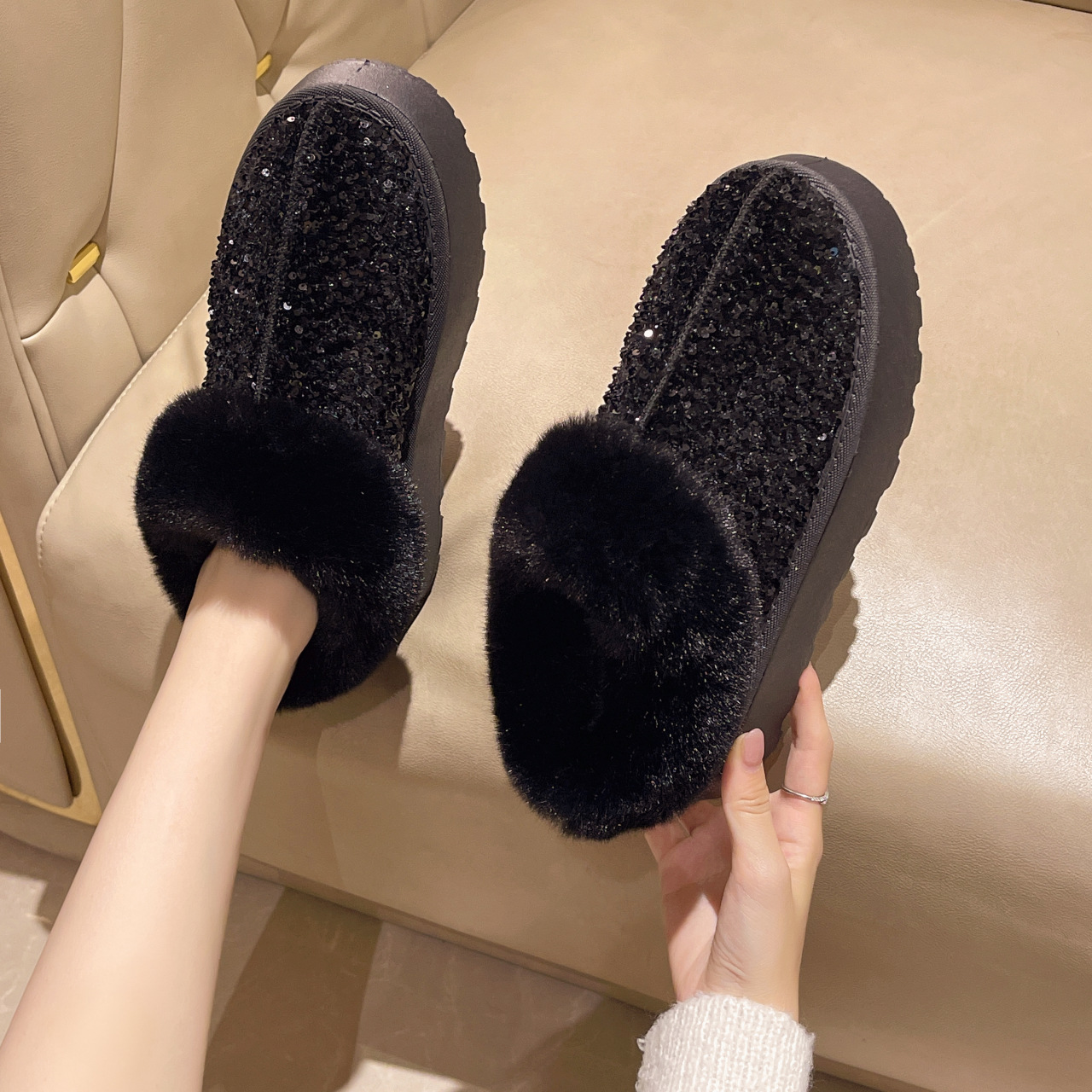 new Free delivery designer woman boots Cotton boots with plush midsole snow boots personalized warm cotton shoes