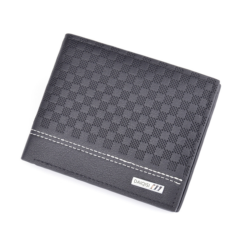 New Men's Wallet Short Fashion Simple Plaid Thin Wallet For Luxury Bag Men Designer Bag Youth Large Capacity Horizontal Soft Leather Wallet