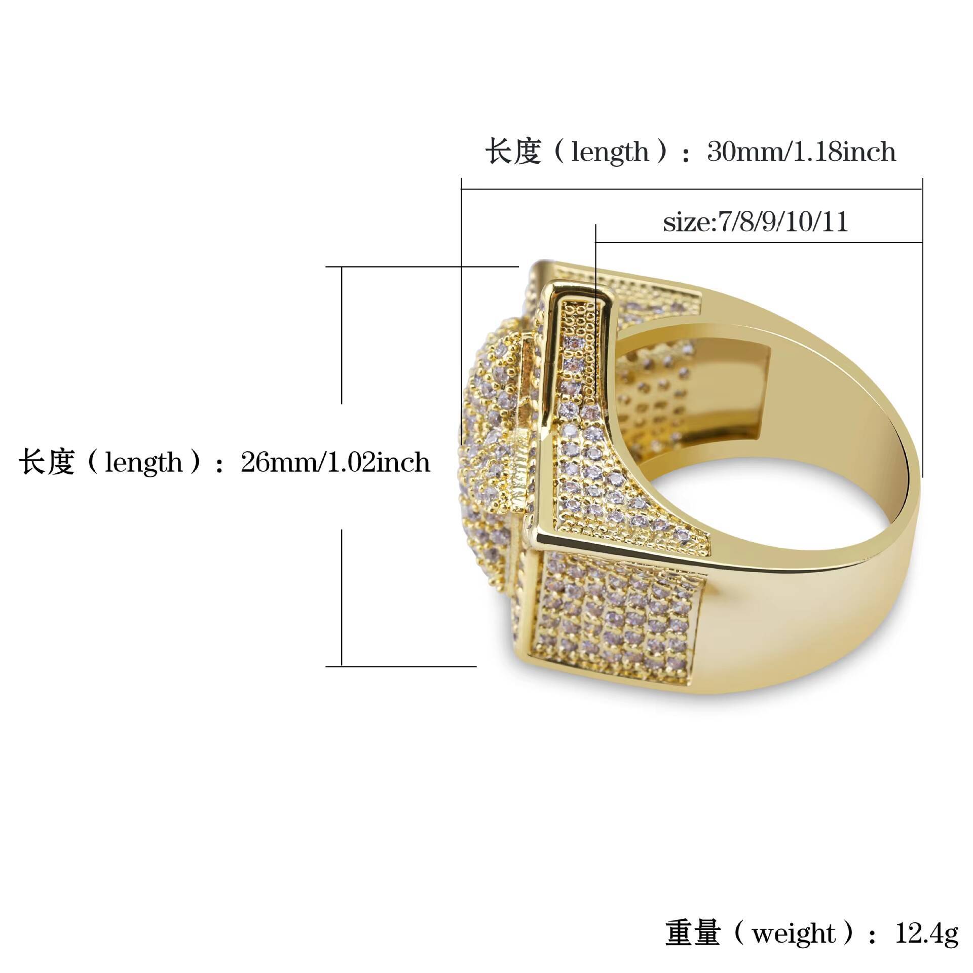 Luxury Hip Hop Mens Rapper Rings High Quality Iced Out Full Pave Moissanite Stone 3D Five-Pointed Star Inlaid Micro Pave Moissanite Jewelry