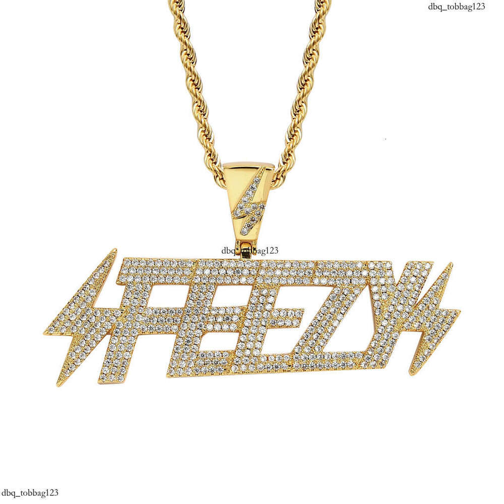 FEEZY Letter Moissanite chain Personality Hip-Hop Necklace Men's Pendant Accessory