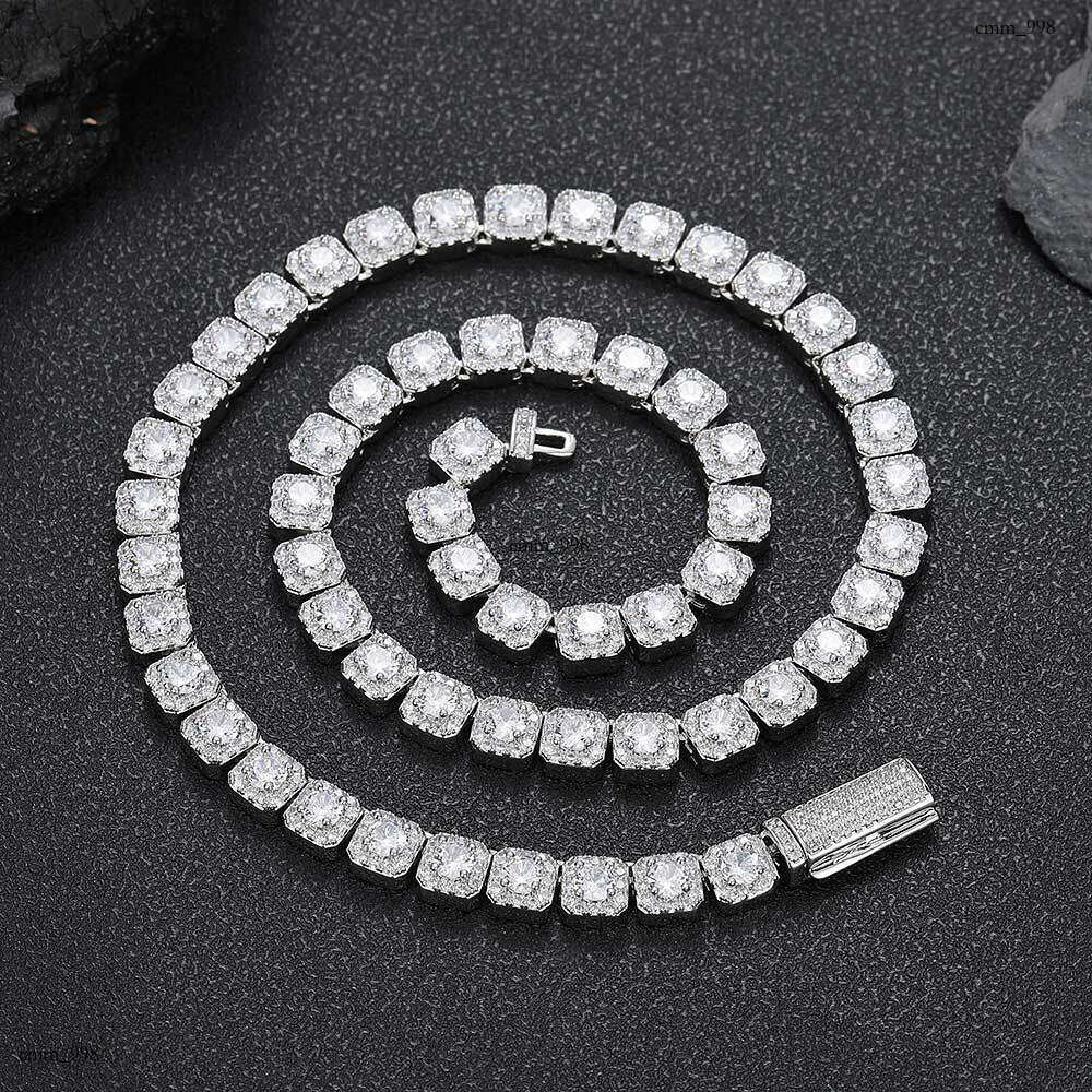 Hip Hop 7mm Flip Clasp Moissanite chain Rock Candy Chain Men's Necklace Jewelry High-end Niche