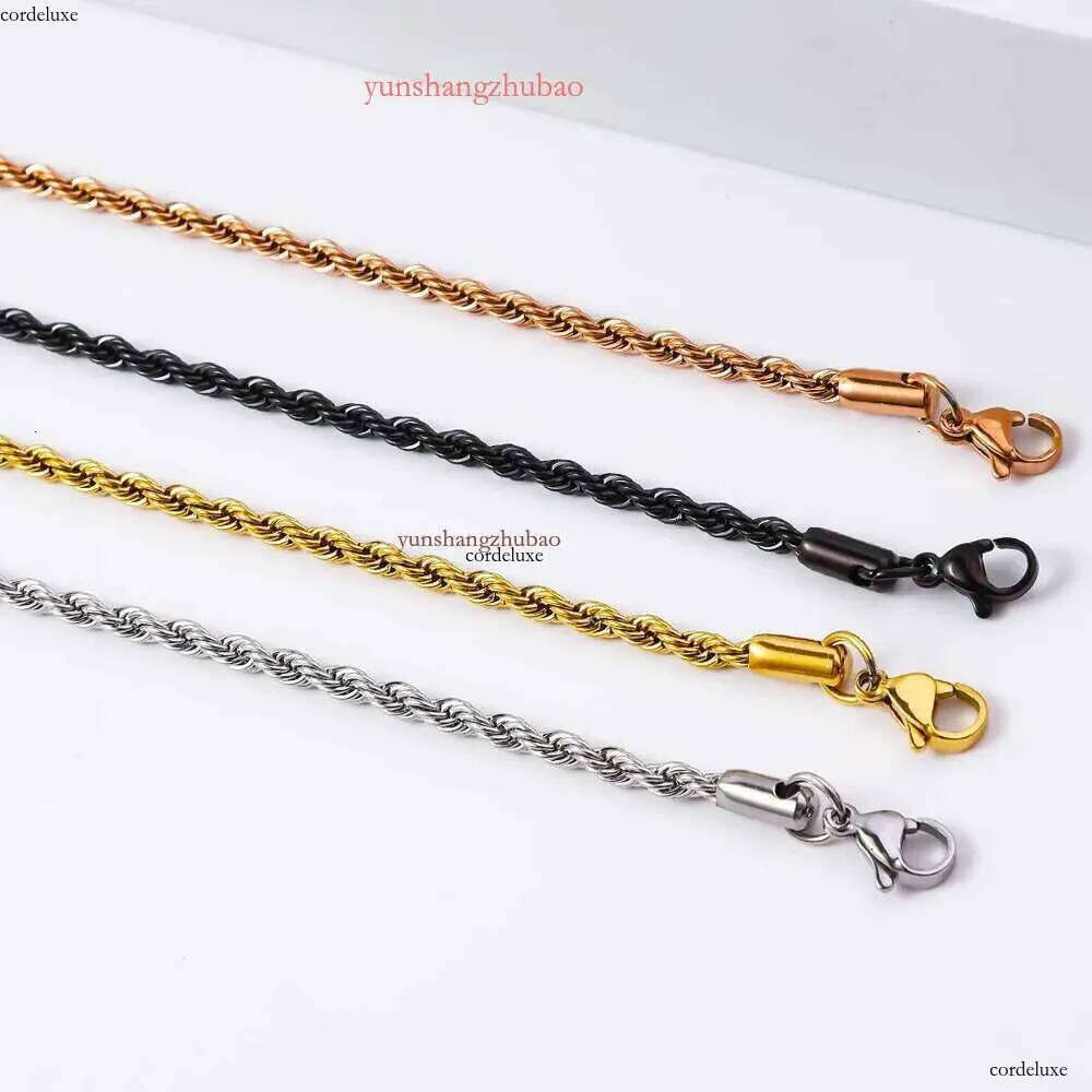 designer jewelry women High Quality Gold Plated rope chain Stainless Steel Necklace gift rose gold necklace 2-5mm chains for men