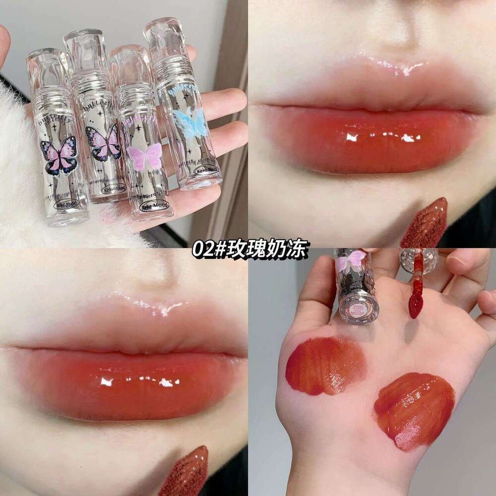 Kekemood Butterfly Moisturizing Glass Lip Balm Water Gloss Mirror Lipstick for Students Free shipping