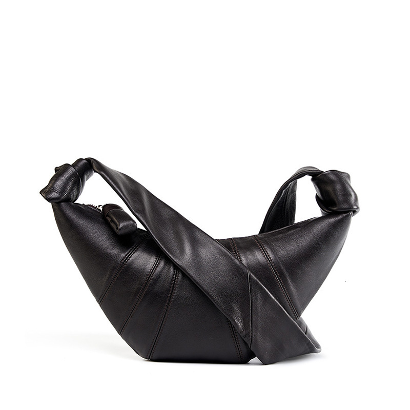 French Niche First Layer Sheepskin Croissant Lazy Style Genuine Leather Shoulder Crossbody Dumpling Bag For Women