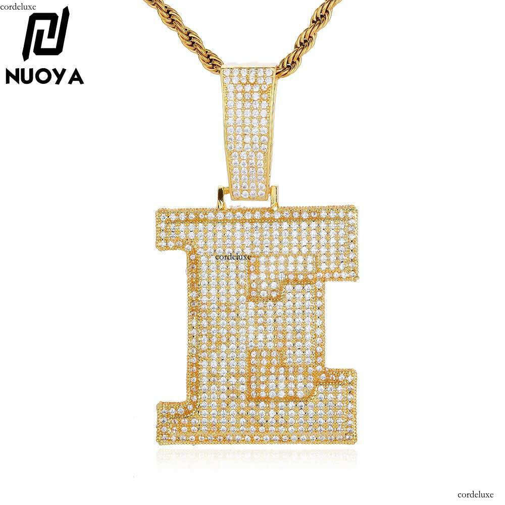 Hip Hop Patchwork Large Letter Pendant Sterling Silver Inlaid Moissanite chain Men's Personality Necklace Jewelry