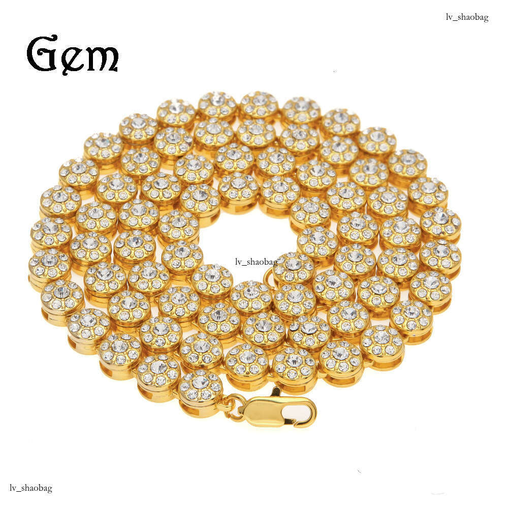 HipHop Personality High-Quality Men's Round Single Row Necklace Hip-Hop Rap Full Rhinestone Jewelry