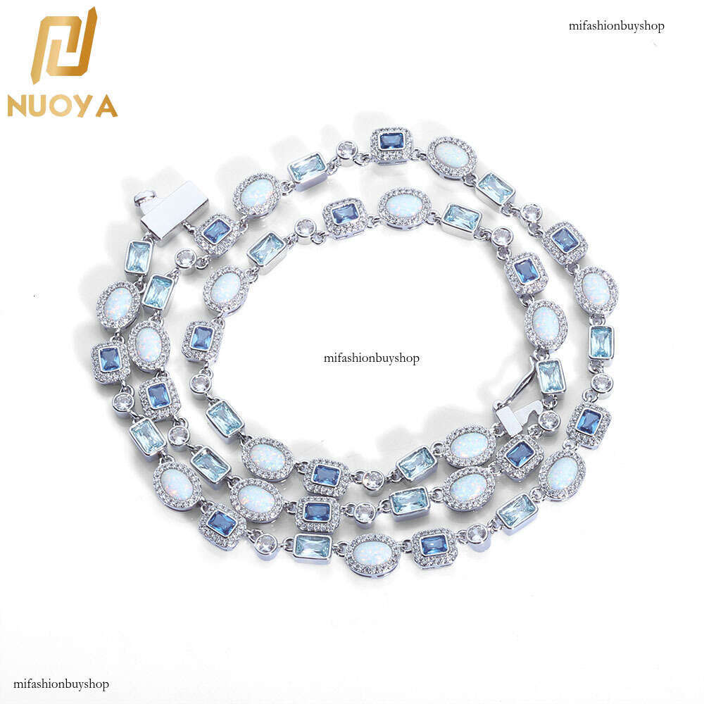 Hip Hop 6mm Blue Chain Opal Necklace Simple Versatile Moissanite chain Jewelry