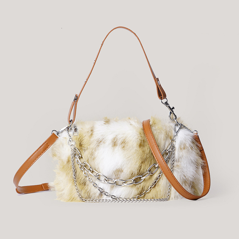 Gradient Color Furry for Women 2025 New Winter Plush Underarm Shoulder Bag ddmymoon