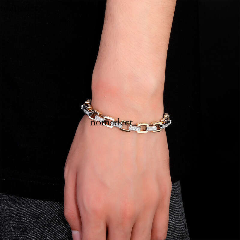 Hip-Hop Geometric O Chain Celebrity Same Style Men's Zircon Spring Buckle Bracelet