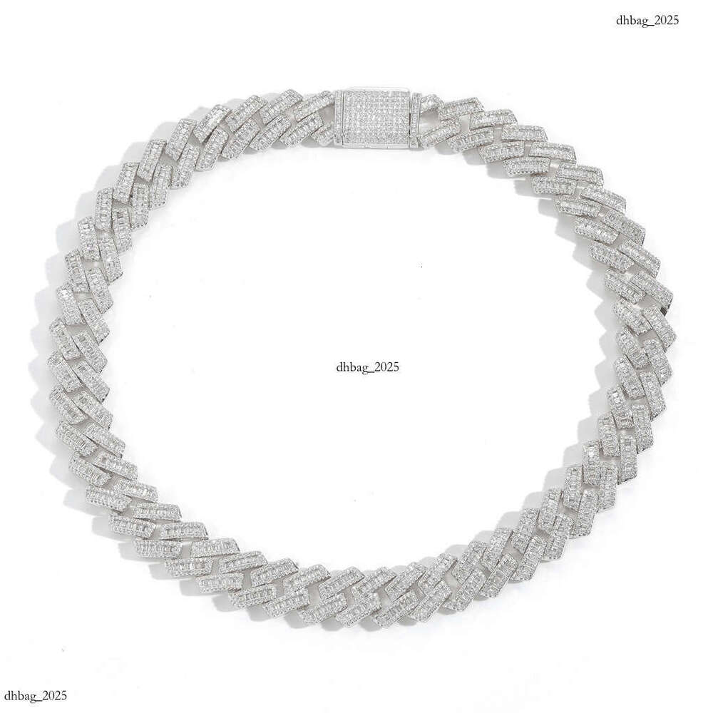 New 16mm T Square Mixed Moissanite chain Cuban Chain Personality Trendy Men's Hip-Hop Necklace Niche Fashion Accessories