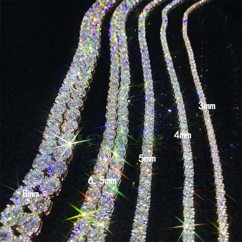 Sier VVS Dia 3mm 4mm 5mm 6mm Custom Hip Hop Iced Out Moissanite Fashion Jewelry Tennis Chain