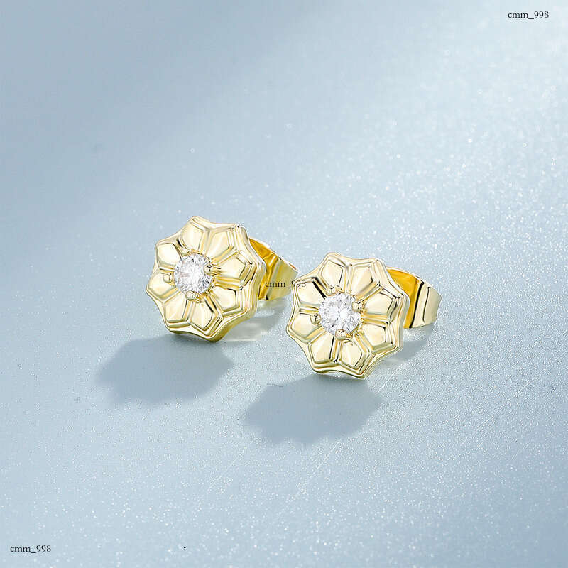 Guochao Tianshan Snow Lotus Moissanite Earrings Live Chinese Style Personality Design Sier Ear Jewelry
