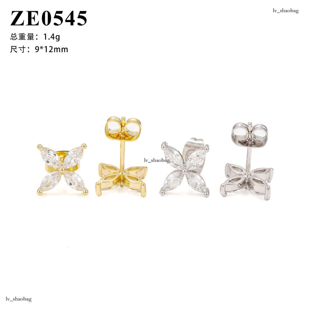 Creative Butterfly Sier Moissanite Men and Women Hip Hop Stud Earrings Personality Jewelry