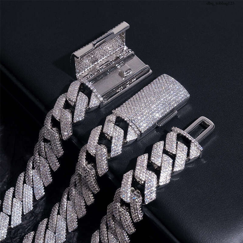 New 18mm 4 Row Stone Cuban Chain 5A Moissanite chain Inlaid Hip Hop Men's Bracelet Necklace
