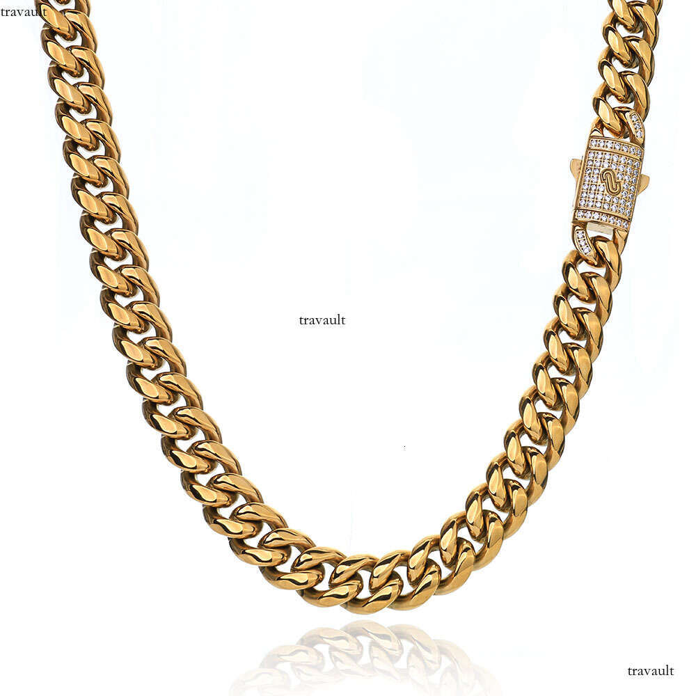 Hip Hop Round Polished Cuban Chain Stainless Men's Necklace Trendy Versatile Titanium Steel Jewelry Accessory