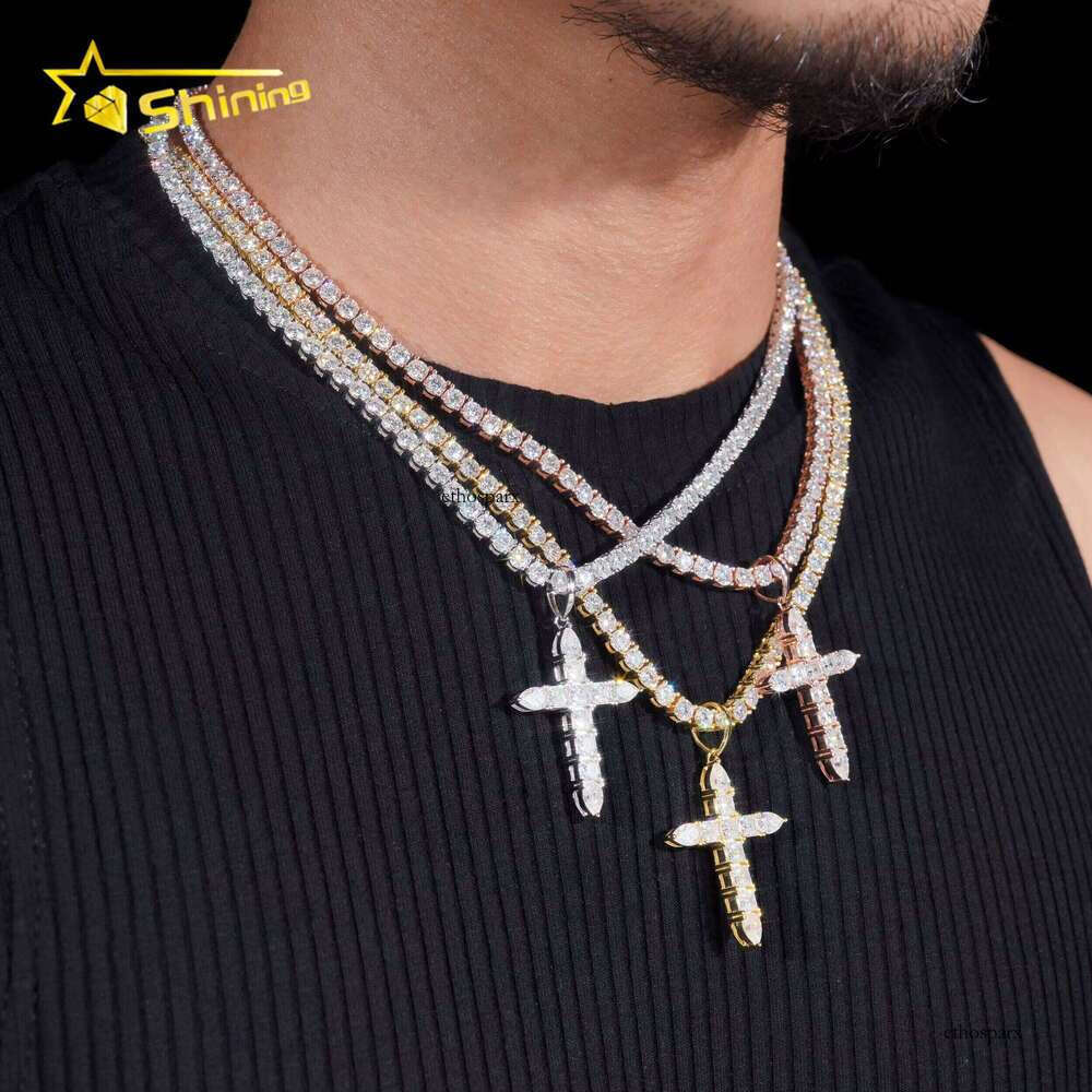 VVS Dia Iced Out Sier Hip HopJewelry Moissanite Custom Cross Pendant