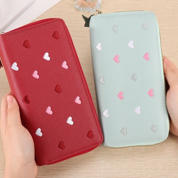 2025 New Versatile Women's Bag Embroidered Cute Female Student Zipper Short Wallet Fashion Clutch Luxury Bag Coin Purse