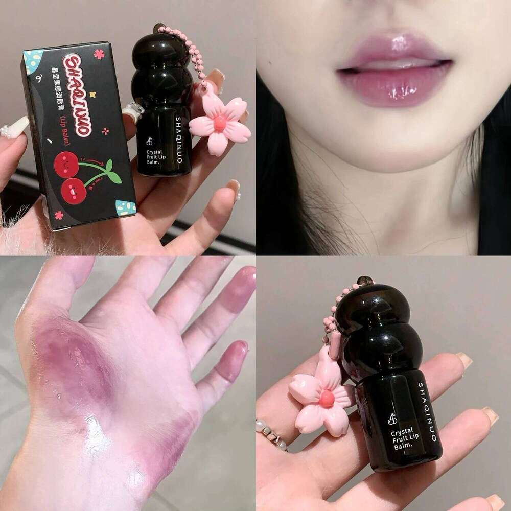 Crystal Strawberry Balm Moisturizing Hydrating Lips Mask Stick Reduce Lines Key Chain for Lip Care Change Color Lipstick Free shipping
