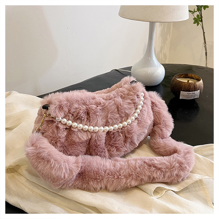 New Women's Furry Bag Niche High-end Feel Shoulder Luxury Bag Bag Fashion Versatile Small Bag Japanese Designer Bag Style Trendy Cute Underarm Ba