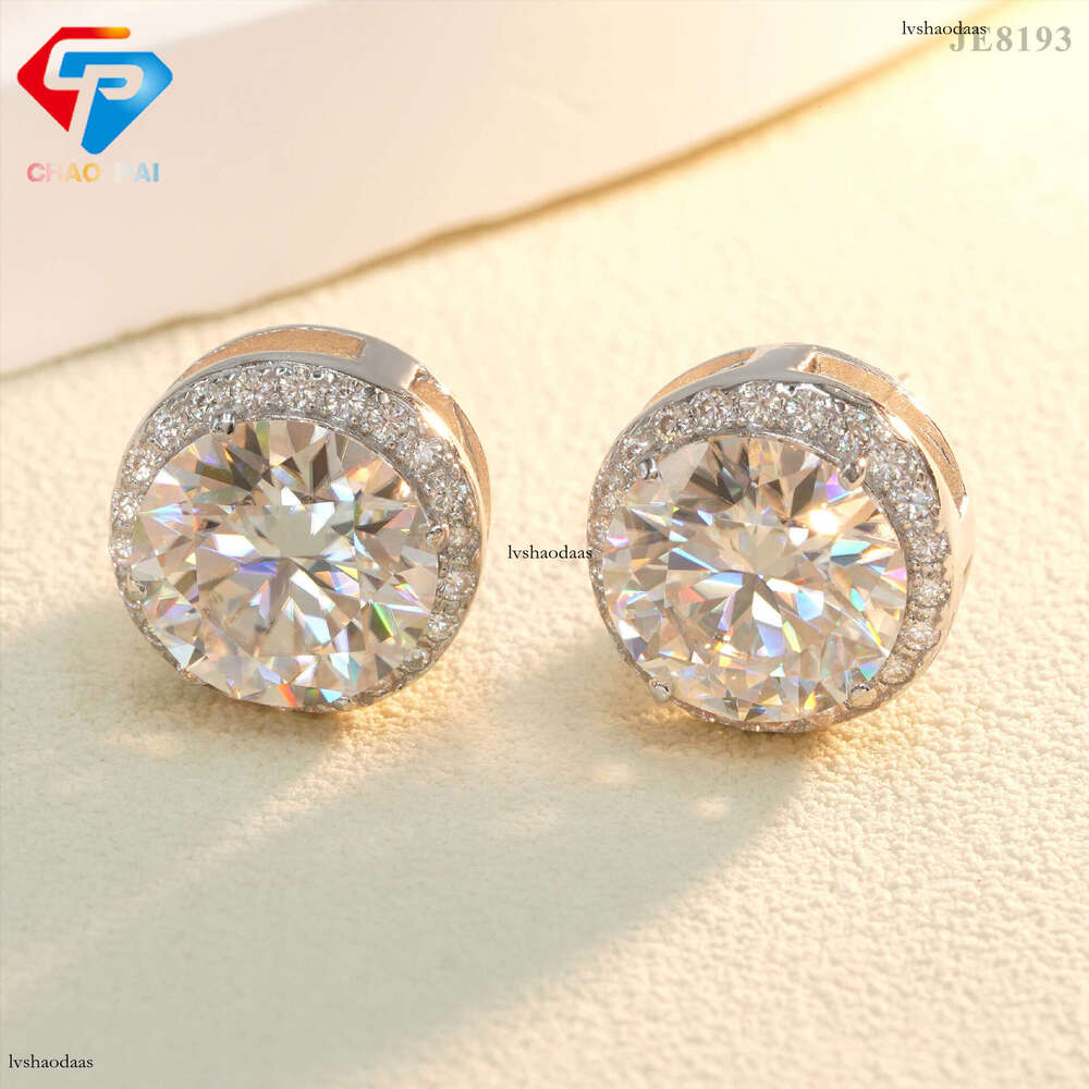 New Round High-Grade Sier Main Stone 10.0 Moissanite Elegant Earrings Various Styles Suitable for Men and Women