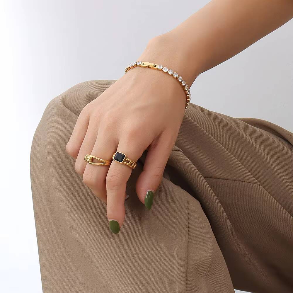 Tennis Bracelet Stainless Steel Tennis Chain Customized Bracelets Women 18K Gold Plated Bracelet Femme En Acier Inoxydable 2023